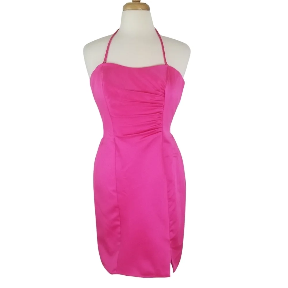 low cut neck dress Georgia Ruched Notch Bodycon Mini Dress, White / S Elevate the look with 05-11-2025 US DROP item:cape Dusty Blue Maternity Bridesmaid